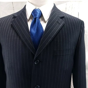 Jones New York 40S Wool 3 Button Charcoal Striped Suit Blazer Jacket - Picture 1 of 12