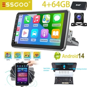 1 DIN Autoradio 10.1" Android14 GPS Nav WIFI 360° Drehbar Bildschirm Kamera+ DAB - Bild 1 von 15