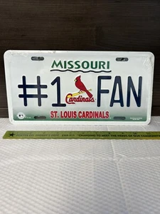 St Louis Cardinals #1 Fan Missouri State Metal License Plate Vintage 06 Old Logo - Picture 1 of 2