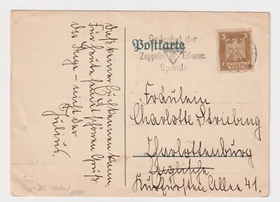 GERMANY ZEPPELIN ECKNER TRANSPORTATION EXHIBITION FUNDRAISING GREEN PRINT RARE? - Image 1 of 2