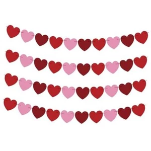 Valentines Day Decorations - Heart Valentines Garland - Red, Rose, Light Pink - Picture 1 of 7