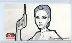 PADME 2009 TOPPS STAR WARS CLONE WARS WIDEVISION SKETCH by DENNIS BUDD *50 MADE* - Picture 1 of 2