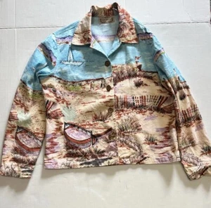 Giacca da donna vintage stile vita arte da indossare taglia L spiaggia costa nonna boho - Foto 1 di 14