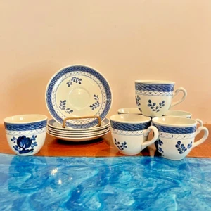 6 Sets Royal Copenhagen Tranquebar Blue Demitasse Espresso Cup & Saucer #992 - Picture 1 of 18