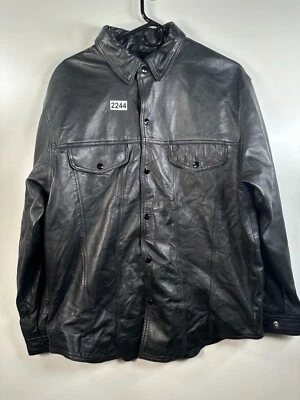 Chaqueta de cuero River Road de colección para hombre con cuello abotonado a presión negra talla M 23x31 Foto 1 de 4