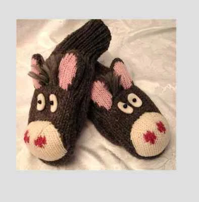 deLux Etiqueta DONKEY MITTENS Tejido ADULTO Mula Burro Forrado Marioneta Disfraz SOMBRERO SEPARADO Foto 1 de 4