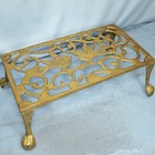 Vintage Brass Fireside Kettle Rest Trivet Pan Fireplace Birds Ball Claw Foot 