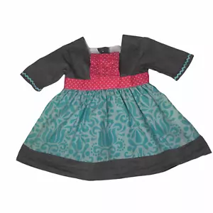VESTIDO BABY GIRL BOUTIQUE STELLYBELLY GRIS TURQUESA ROSA VOLANTE UNA LÍNEA 12 MESES - Imagen 1 de 4