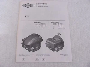 Briggs & Stratton Operators Operation Manual. Model 90000, 100000 Sprint Quattro - Imagen 1 de 3