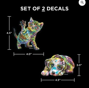 NEW Auto Drive Colorful Pet Decals DOG CAT set of 2 - Picture 1 of 6