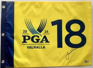Jordan Spieth signed Flag 2024 Pga Championship Valhalla golf yellow beckett coa - Picture 1 of 12
