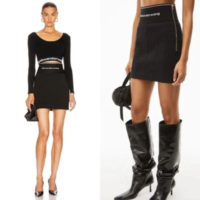 Minifalda Alexander Wang Logo Cremallera Elástica 495$ Blogger Favorita Otoño Invierno Foto 1 de 4