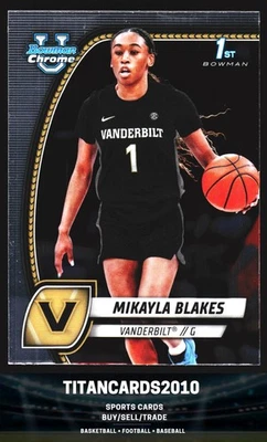 Mikayla Blakes 2024-25 Bowman University Chrome 1st Vanderbilt Commodores #55 Foto 1 de 2