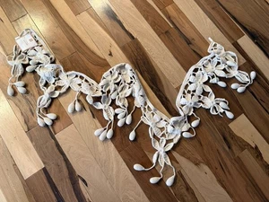 Ghirlanda floreale macramè all'uncinetto ceramica fienile PB decorazione camera dormitorio fatto a mano - Foto 1 di 9