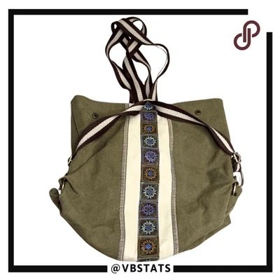 Mochila feminina CaiYunYinJi de lona bordada multicolorida - Imagem 1 de 4