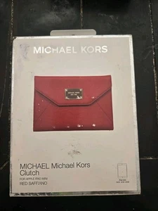 Michael Kors iPad Mini Clutch Case Red Saffiano Leather Tablet Display Holder - Afbeelding 1 van 7