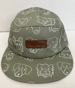 Jack & Winn Hat Co. Snapback 5 Panel Kappe Grün Hund Tierdruck Baumwolle - Bild 1 von 6
