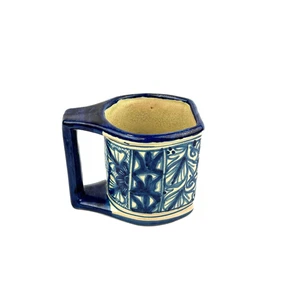 Vintage Handmade Blue & White Ceramic Decorative Mug, Talavera Ramirez, Mexico - Picture 1 of 19