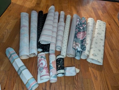 Lote de 13+ restos florales vintage de papel tapiz borde años 70 años 80 años 90 Foto 1 de 4