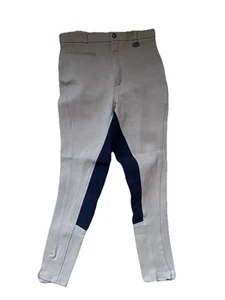 HKM 176 Beige Reithose Leder Vollbesatz In Schwarz Skinny #DK - Bild 1 von 8