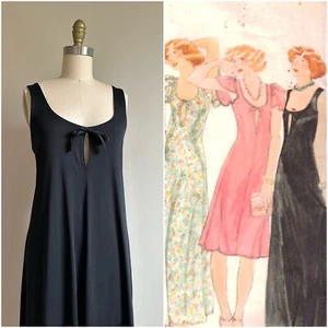 70s John Kloss Long & Slinky Black Dress Maxi Dress M - Picture 1 of 6