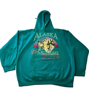 Sudadera con Capucha Verde De Colección Alaska Wolf Tierra del Sol de Medianoche Talla 2XL Hecha en EE. UU. - Imagen 1 de 11