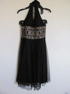 Adrianna Papell Evening Halter Dress-Beaded/Embroidery-Black -Size 12 fit Small - Picture 1 of 12