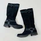 UGG Australia Dree Black Suede Leather Harness Tall Riding Boots Women’s Size 6