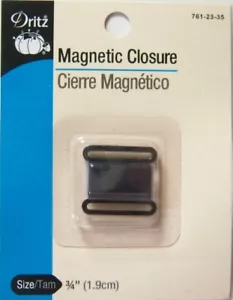 Dritz Black Magnetic 3/4" Sew-On Square Closure For Choker Ribbon or Trim - Picture 1 of 3