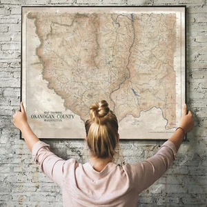Okanogan County Washington Map Art Print Poster Vintage Wall Home Decor Gift - Imagen 1 de 18
