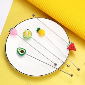 Stirring Spoon Fruit Series Milk Tea Spoon Cocktail Stirring Rod Stainless Steel - Picture 1 of 18
