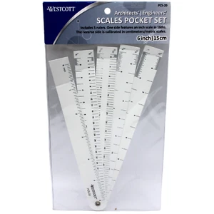 Westcott  6" (15cm) Architects' & Engineers' Scales Pocket Ruler Set - Picture 1 of 3