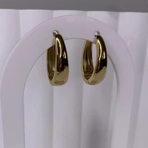 Kopen Australia | Oval Hoop Earrings Gold Plated Stainless Steel Classic Retro - Bild 1 von 8