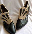 VINTAGE 1910s BLACK & WHITE LEATHER SHOES HEELS Size 5 1/2