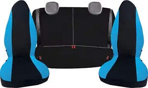 set coprisedili auto completo per toyota aygo, cotone turchese/nero made in ita - Foto 1 di 3