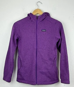 Girls Youth Patagonia Zip Up Knit Hoodie Fleece Lined Size Large Purple Coat - Picture 1 of 8