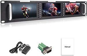 Triple 5" 2RU 800×480 Broadcast LCD Rack Mount Monitor with 3G-SDI, HDMI, AV Inp