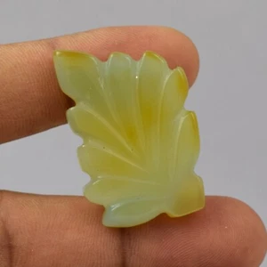 54.7 Cts Carving Leaf Shape Chalcedony Free-Form Cabochon Gemstone Pendant VG695 - Picture 1 of 3