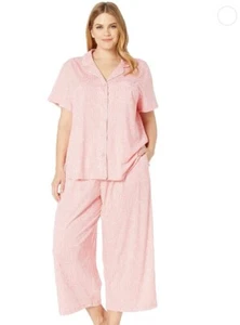 CONCH SHELL WHITE COOL 2 PIECE KAREN NEUBURGER TOP CAPRI PANTS PAJAMA SET LARGE - Picture 1 of 2