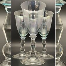 Mikasa Kensington Clear Iridescent Emerald 4pc Goblet/Wine Glass Set Slovakia 7"