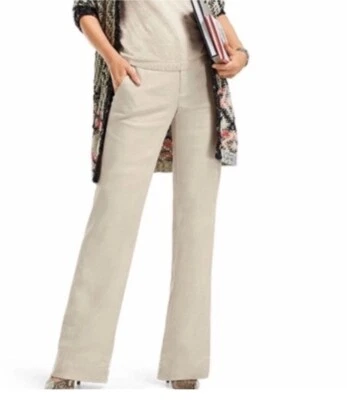 CABI Pants Womens 10 Cream Everly Linen Blend Wide Leg Lagenlook Beach 813L - Image 1 of 4