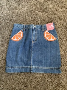 Gymboree Girls Jean Skort Skirt Sz. 9 Orange Slice Pockets Adjustable Waist NWT - Picture 1 of 7