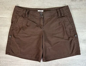 Ann Taylor Loft Shorts Brown Lightweight Summer 100% Cotton Women’s 12 (W34”) - Picture 1 of 18