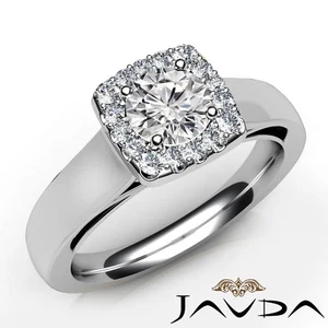 Conjunto de halo pavé anillo de compromiso redondo de diamantes anillos de oro blanco GIA H-VVS2 0,65 quilates - Imagen 1 de 8