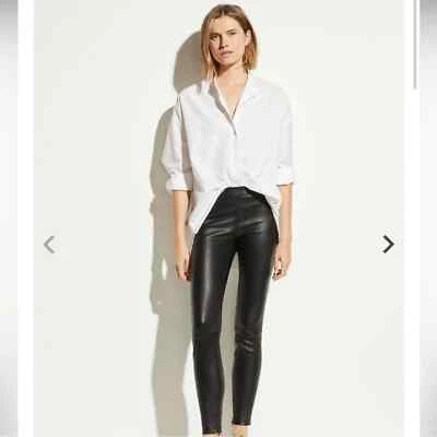 NUEVO CON ETIQUETAS $998 Elie Tahari Roxanna S Cuero Real Leggings Pantalones Negro Delgado 4 6 m Foto 1 de 4