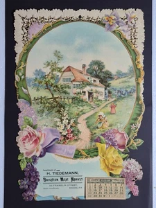 1905 Brighton Meat market Embossed Die Cut ADs with Calendar, Brooklyn - Picture 1 of 7