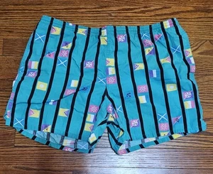 Vintage Izod Shorts Mens Size Large 100% Cotton Colorful Green 1980s 1990s - Picture 1 of 4