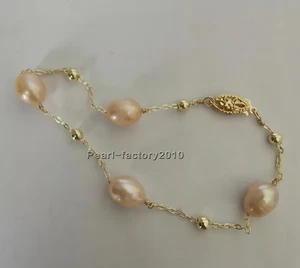 AAA Akoya Real Natural pink Pearl Bracelet 14k 7.5-8" - Picture 1 of 3
