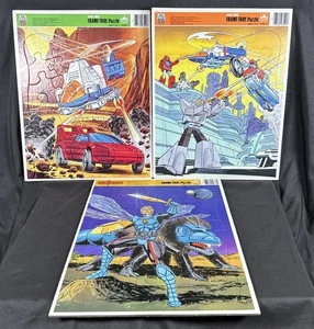 ✨De colección 1985 Go-Bots Transformers Rompecabezas enmarcado dorado 1984 Sectaurs Lote de 3 ✨ - Imagen 1 de 11