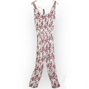 NEU Exist Jumpsuit Damen Größe Large elfenbein Blumen ärmellos Jogginghose hinten offen - Bild 1 von 12